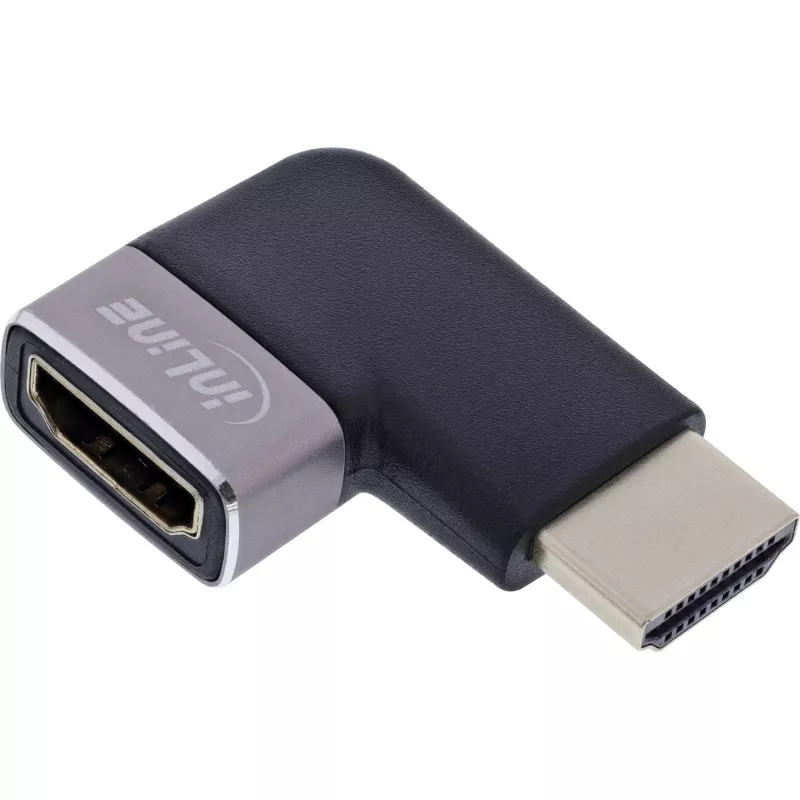 HDMI adapteris 90° InLine 17991D, juodas/pilkas, auksuoti kontaktai