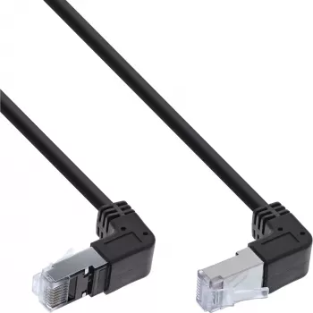 InLine X-76603 Patch kabelis kampinis RJ-45 Cat6 0,15 m S/FTP varinis juodas