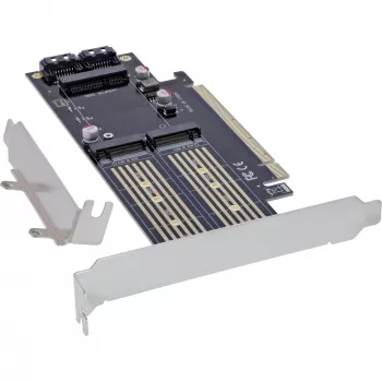 InLine 76660T PCIe 3.0 x16 adapterio kortelė M.2 NVMe, M.2 SATA ir mSATA