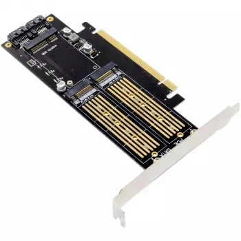 InLine 76660T PCIe 3.0 x16 adapterio kortelė M.2 NVMe, M.2 SATA ir mSATA