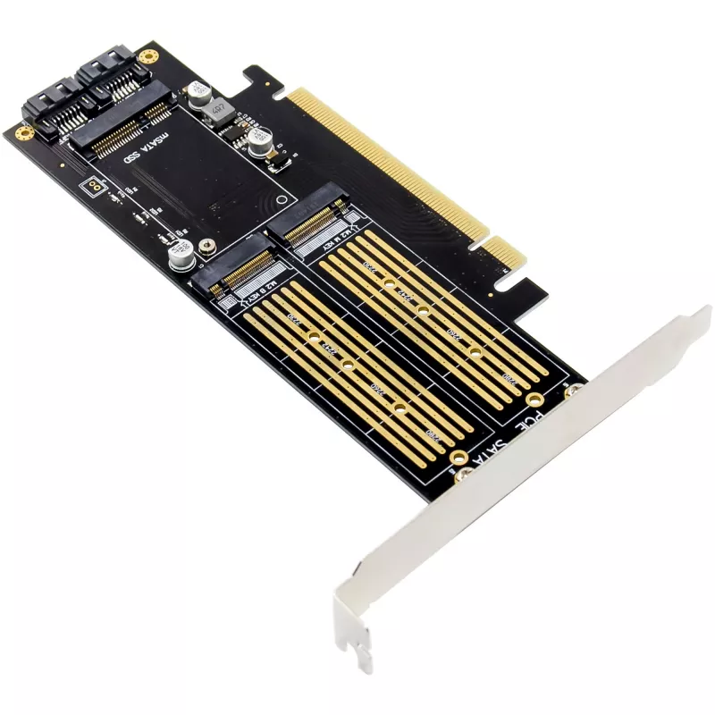 InLine 76660T PCIe 3.0 x16 adapterio kortelė M.2 NVMe, M.2 SATA ir mSATA