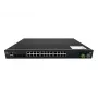 LevelOne IXP-2871 28 prievadų L2 Plus valdomas pramoninis PoE jungiklis, 4 x 1/2.5/10GbE SFP+, 24 PoE išėjimai, 370 W, 802.3AF/AT/BT PoE, 19 colių montavimas stove, -40°C iki 80°C
