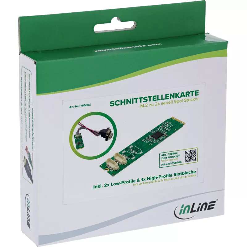 InLine 76660X Vidinė M.2 serijinė sąsajos plokštė, 2x RS-232, 4 Gbit/s