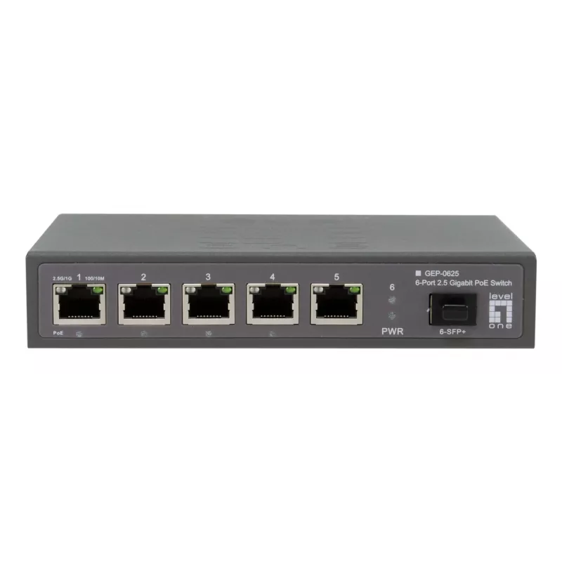 LevelOne GEP-0625 tinklo jungiklis Nevaldomas 2.5G Ethernet (100/1000/2500) Power over Ethernet (PoE) Juodas