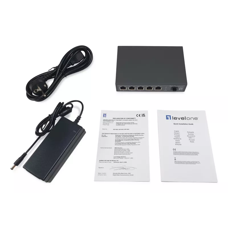 LevelOne GEP-0625 tinklo jungiklis Nevaldomas 2.5G Ethernet (100/1000/2500) Power over Ethernet (PoE) Juodas