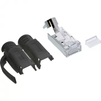 InLine RJ45 crimp jungtis Cat.6A ekranuota, 3 dalių, juoda, 100 vnt. pakuotė