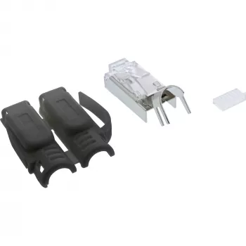 InLine RJ45 crimp jungtis Cat.6A ekranuota, 3 dalių, juoda, 100 vnt. pakuotė