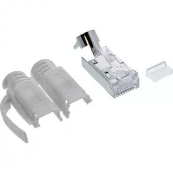 InLine RJ45 3-jungties gofruotas lizdas Cat.6A ekranuotas, pilkas, 100 vnt.