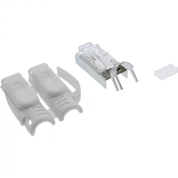 InLine RJ45 3-jungties gofruotas lizdas Cat.6A ekranuotas, pilkas, 100 vnt.