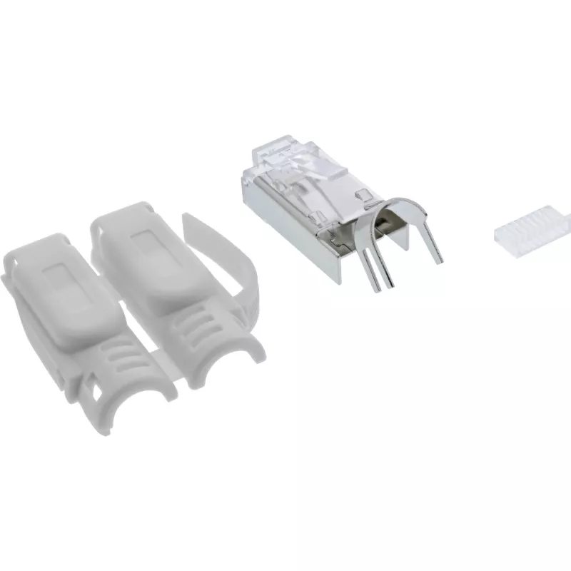 InLine RJ45 3-jungties gofruotas lizdas Cat.6A ekranuotas, pilkas, 100 vnt.