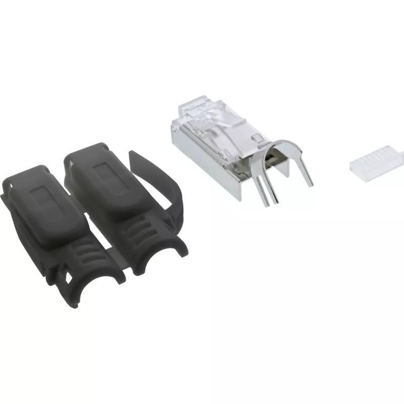 InLine RJ45 jungtis Cat.6A ekranuota 3 dalių juoda 10 vnt.