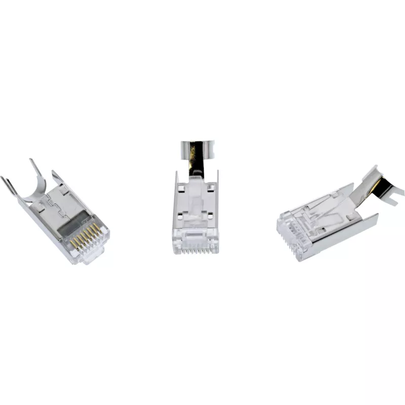 InLine RJ45 jungtis Cat.6A ekranuota 3 dalių juoda 10 vnt.