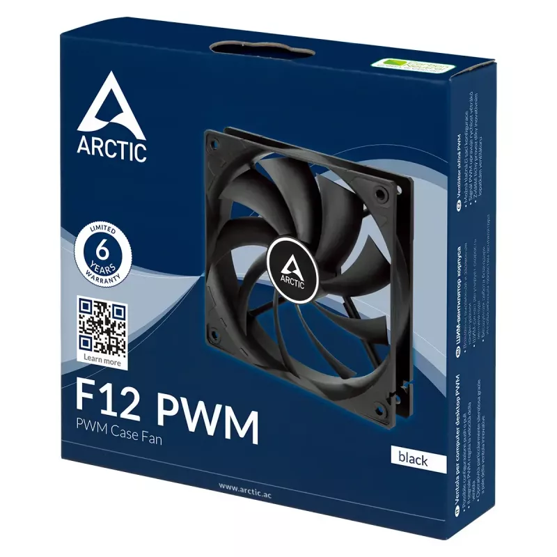 Ventiliatorius ARCTIC Freezer F12 PWM 120 mm, 230-1350 RPM, 0,3 sone, juodas