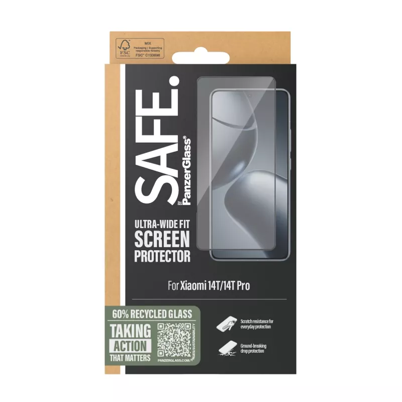 PanzerGlass SAFE. by ® Ekrano apsauginis stiklas Xiaomi 14T | 14T Pro | Ultra-Wide Fit