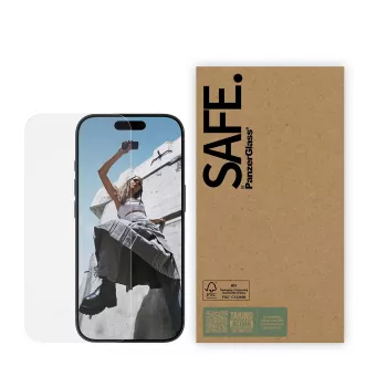 Apsauginis stiklas PanzerGlass SAFE by iPhone 17 / iPhone 17 Pro / iPhone 16 Pro — Ultra‑Wide Fit, grūdintas stiklas, pakuotė po 10 vnt.
