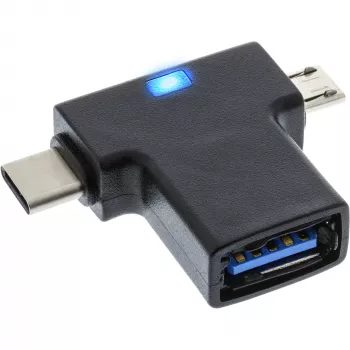 InLine USB 3.1/2.0 OTG T-Adapter, USB-C vyriškas arba Micro-USB prie USB-A moteriškas