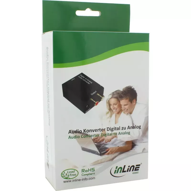 InLine garso keitiklis skaitmeninis į analoginį, Toslink arba RCA įėjimai, 2x RCA stereo išėjimai
