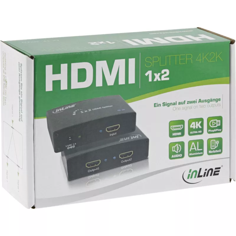 InLine HDMI skirstytuvas / kopijavimo įrenginys, 2 prievadai, 4K2K