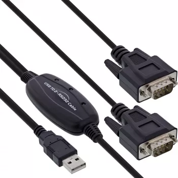 InLine USB 2.0 į 2x Serial adapterio kabelis USB A – 2x 9-pin Sub-D vyriškas 1,5 m