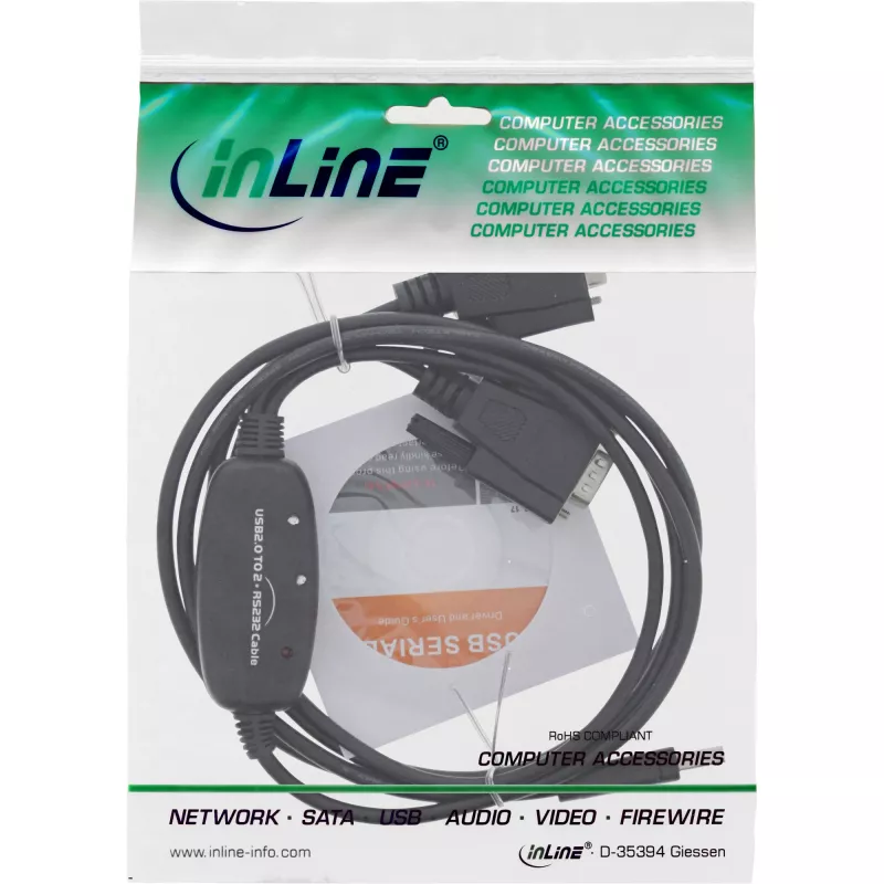 InLine USB 2.0 į 2x Serial adapterio kabelis USB A – 2x 9-pin Sub-D vyriškas 1,5 m