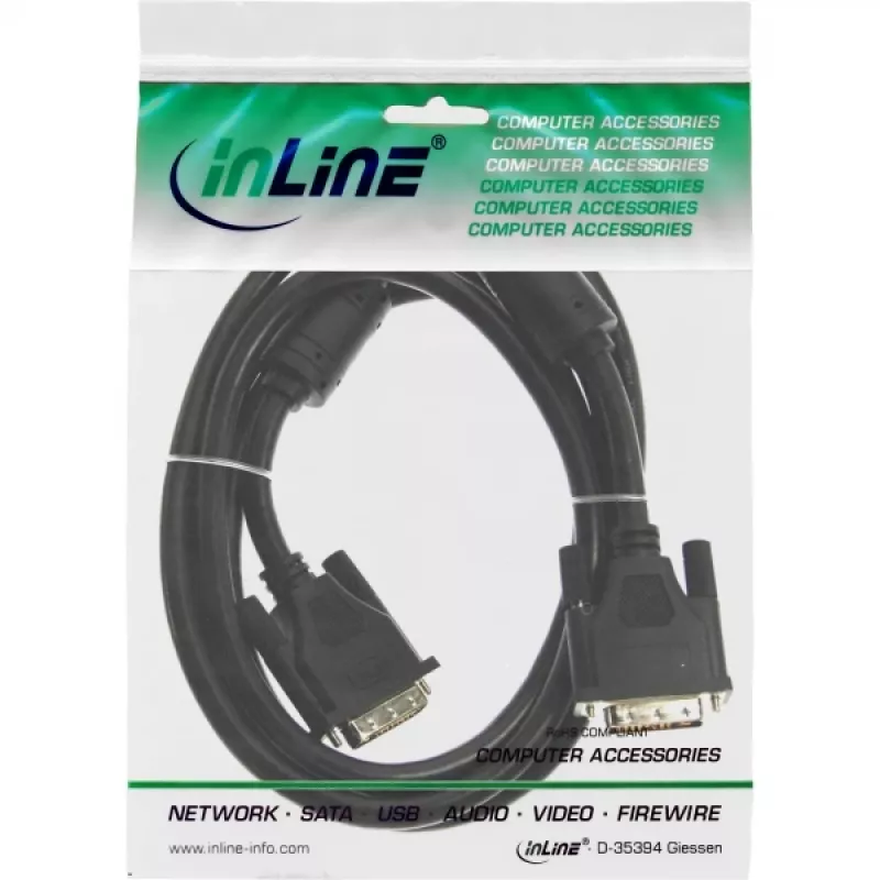 DVI-I laidas 24+5 M/M Dual Link InLine 17793 3m