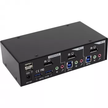 InLine Desktop KVM Jungiklis 2 Prievadai DisplayPort USB 3.0 Hub su Garsu