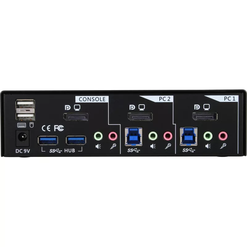 InLine Desktop KVM Jungiklis 2 Prievadai DisplayPort USB 3.0 Hub su Garsu