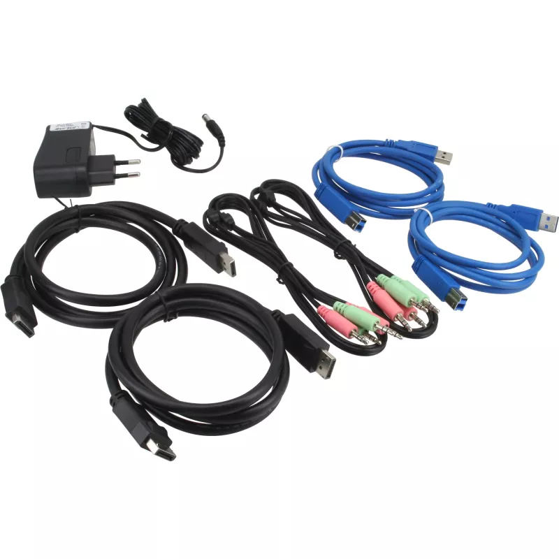 InLine Desktop KVM Jungiklis 2 Prievadai DisplayPort USB 3.0 Hub su Garsu