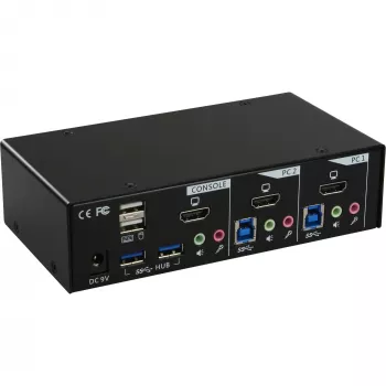 InLine Desktop KVM jungiklis, 2 prievadai, HDMI, USB 3.0 šakotuvas su garsu