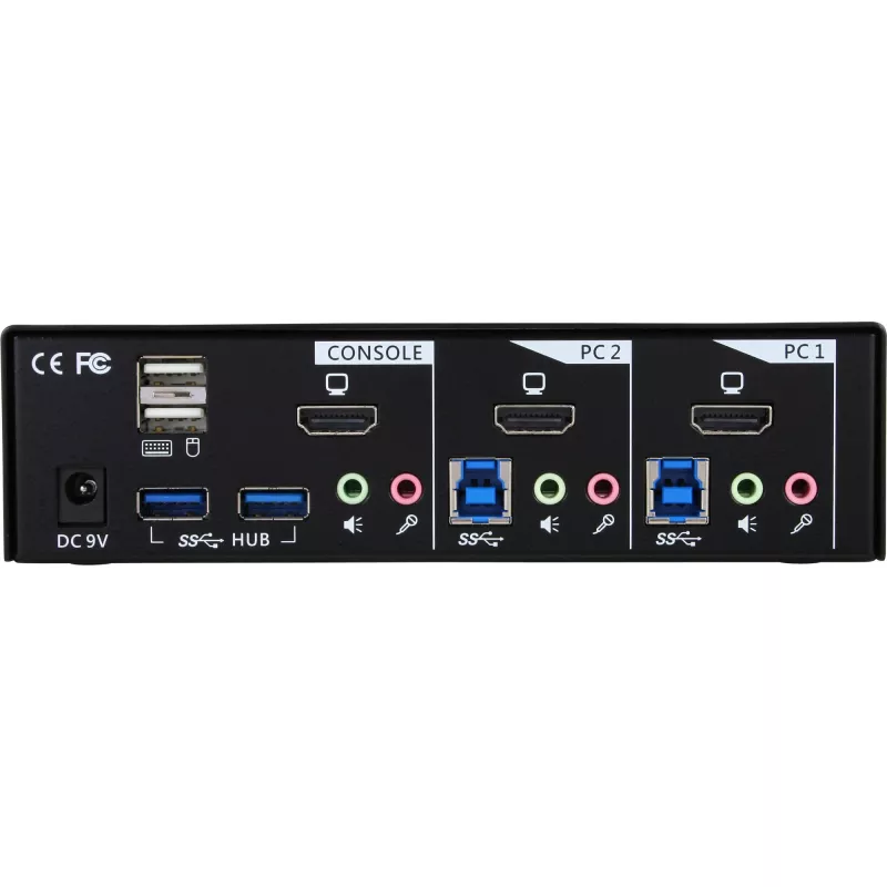 InLine Desktop KVM jungiklis, 2 prievadai, HDMI, USB 3.0 šakotuvas su garsu