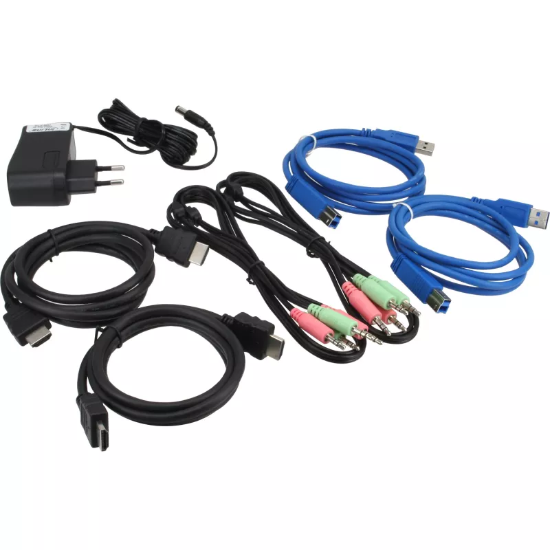 InLine Desktop KVM jungiklis, 2 prievadai, HDMI, USB 3.0 šakotuvas su garsu