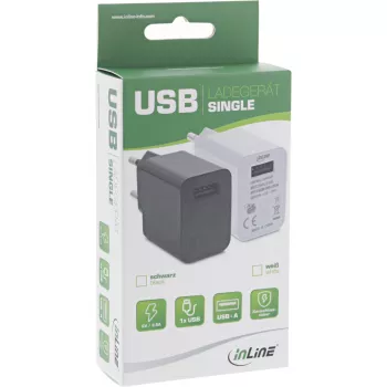 InLine USB maitinimo adapteris Single, 100-240V iki 5V/2.5A, juodas