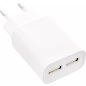 InLine USB maitinimo adapteris DUO, 2 prievadai 100-240VAC iki 5V / 2,1A baltas