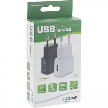 InLine USB maitinimo adapteris Single 31504S 100-240V į 5V/1.2A juodas