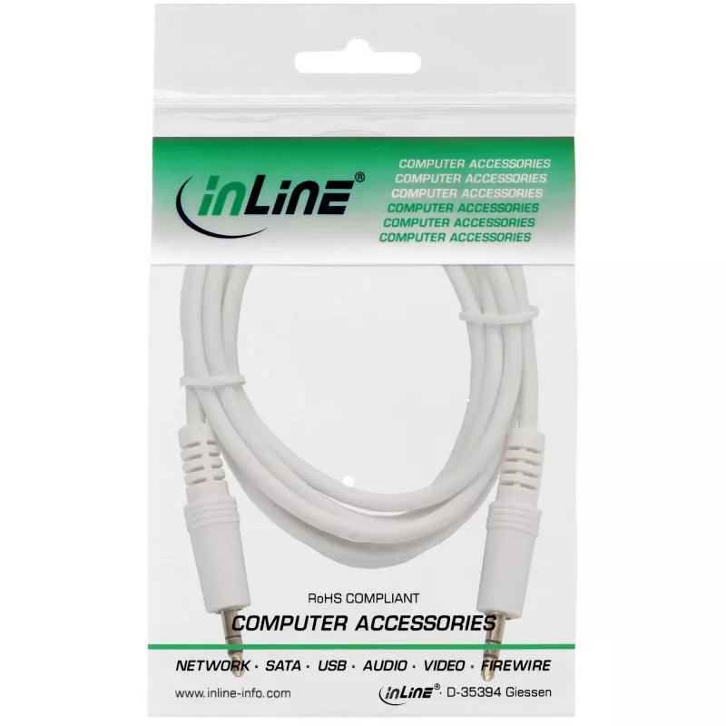 InLine Audio kabelis 3.5 mm stereo kištukas / kištukas baltas/auksinis 2.5 m
