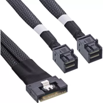 InLine Slim SAS kabelis, SFF-8654 8i į 2x SFF-8643, 0,5 m