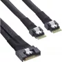 InLine 27649B Slim SAS kabelis, SFF-8654 8i į 2x SFF-8654 4i, 0,75 m