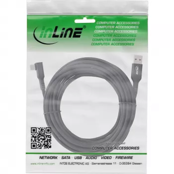 InLine USB 3.2 Gen.1 laidas, USB-C kištukas kampuotas - USB-A kištukas VR, juodas, 5 m