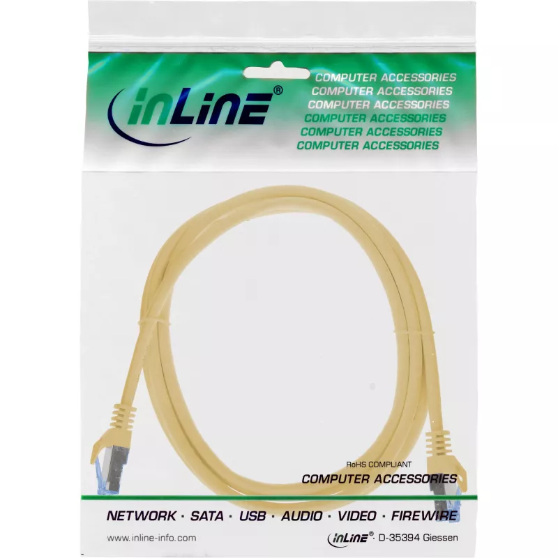 InLine 72655Y tinklo kabelis Geltonas 0.5 m Cat6a S/FTP (S-STP)