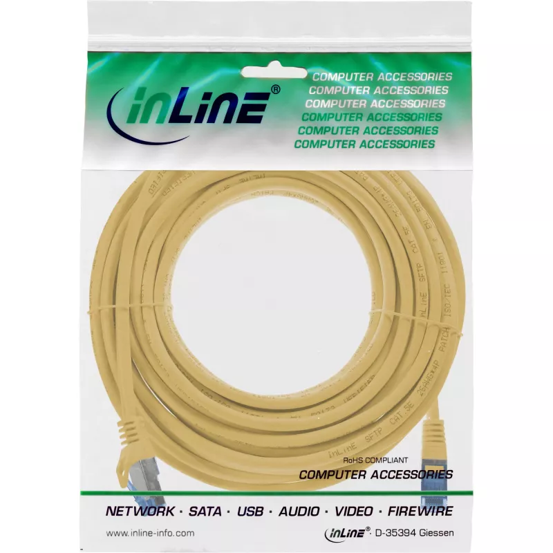 InLine 72605Y tinklo kabelis geltonas 5 m Cat6a S/FTP (S-STP)