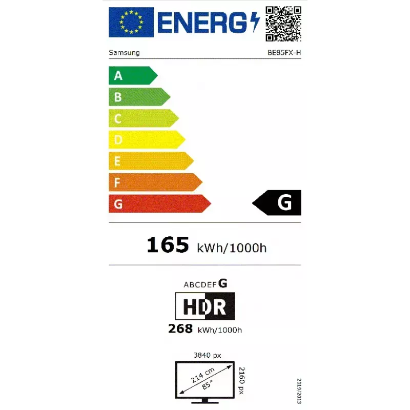 Samsung BE85FX-H Skaitmeninės reklamos plokščiasis ekranas 2,16 m (85 colių) LED Wi-Fi 4K Ultra HD Juodas su integruotu Tizen procesoriumi 16/7
