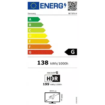 Samsung BE75FX-H skaitmeninės reklamos plokščiasis monitorius 190,5 cm (75 col.) LED Wi-Fi 4K Ultra HD juodas su integruotu Tizen procesoriumi 16/7
