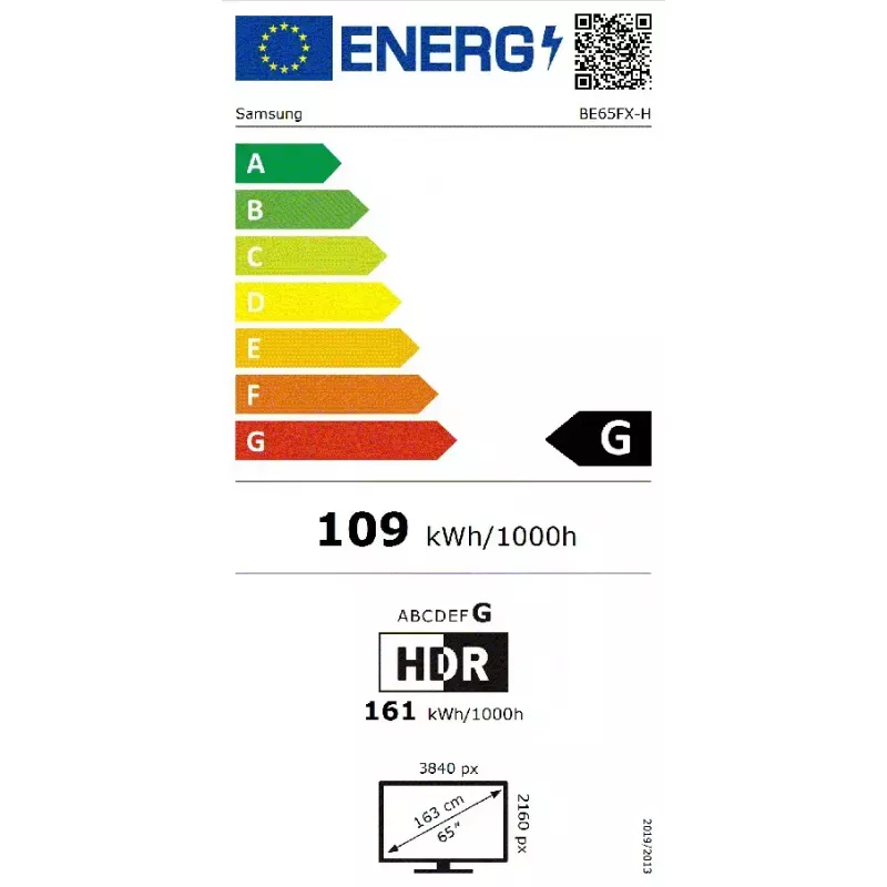 Samsung BE65FX-H Skaitmeninis ženklas su plokščiu ekranu 165,1 cm (65 colių) LED Wi-Fi 4K Ultra HD Juodas su integruotu Tizen procesoriumi 16/7