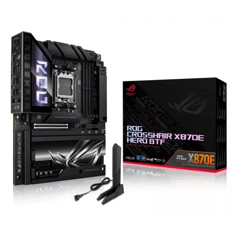 Motininė plokštė ASUS ROG CROSSHAIR X870E HERO BTF — AMD X870E, lizdas AM5, ATX, DDR5, M.2, Wi‑Fi 7