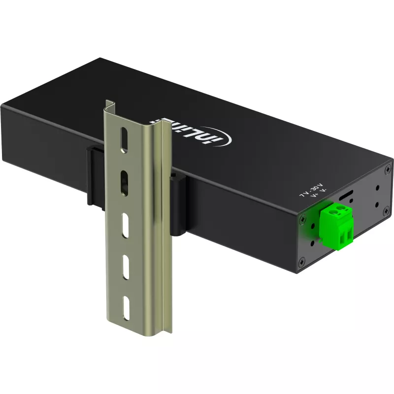 InLine 35396C pramoninis USB 3.2 Gen 1 koncentratorius, 10 prievadų, aliuminio korpusas, juodas