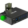 InLine 35396A pramoninis USB 3.2 Gen 1 šakotuvas, 4 prievadai, aliuminio korpusas, juodas