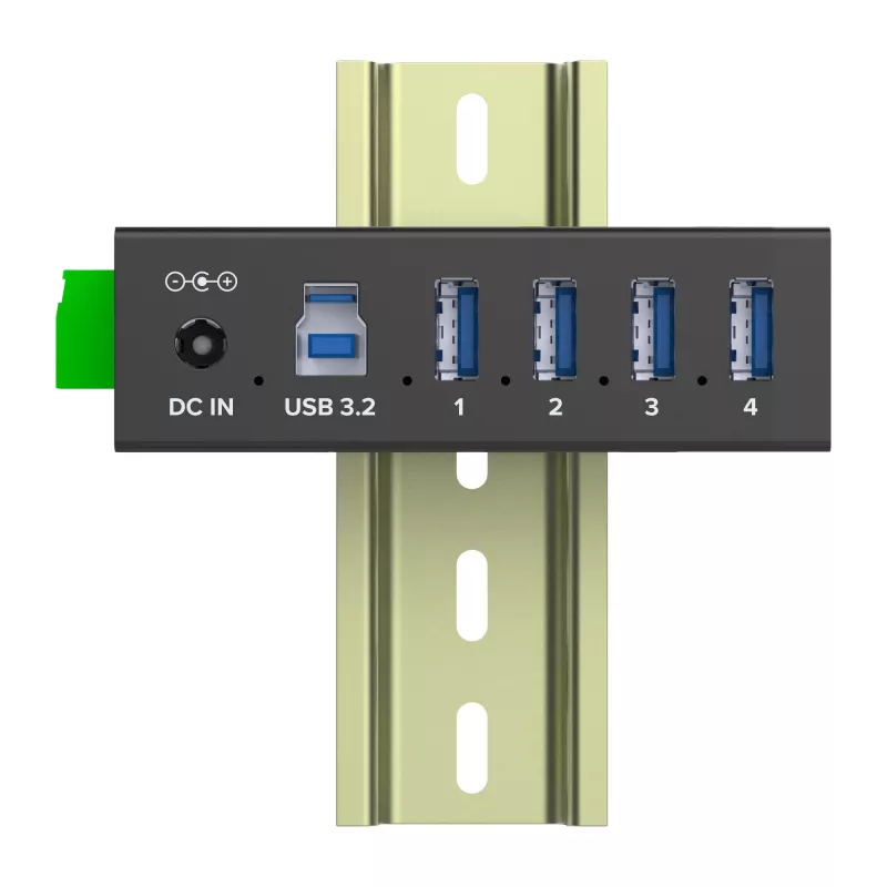 InLine 35396A pramoninis USB 3.2 Gen 1 šakotuvas, 4 prievadai, aliuminio korpusas, juodas