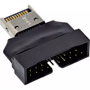 InLine 33446T adapteris USB Type-E Key A, 20 kontaktų į USB 3.0 lizdą, 19 kontaktų, juodas