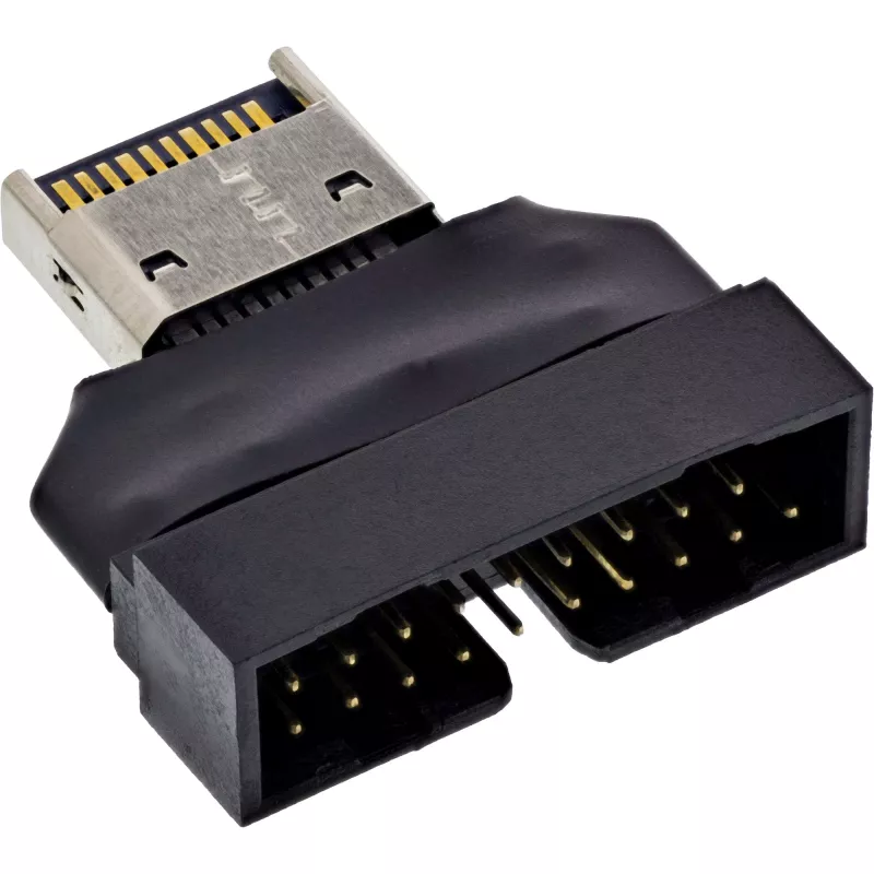InLine 33446T adapteris USB Type-E Key A, 20 kontaktų į USB 3.0 lizdą, 19 kontaktų, juodas