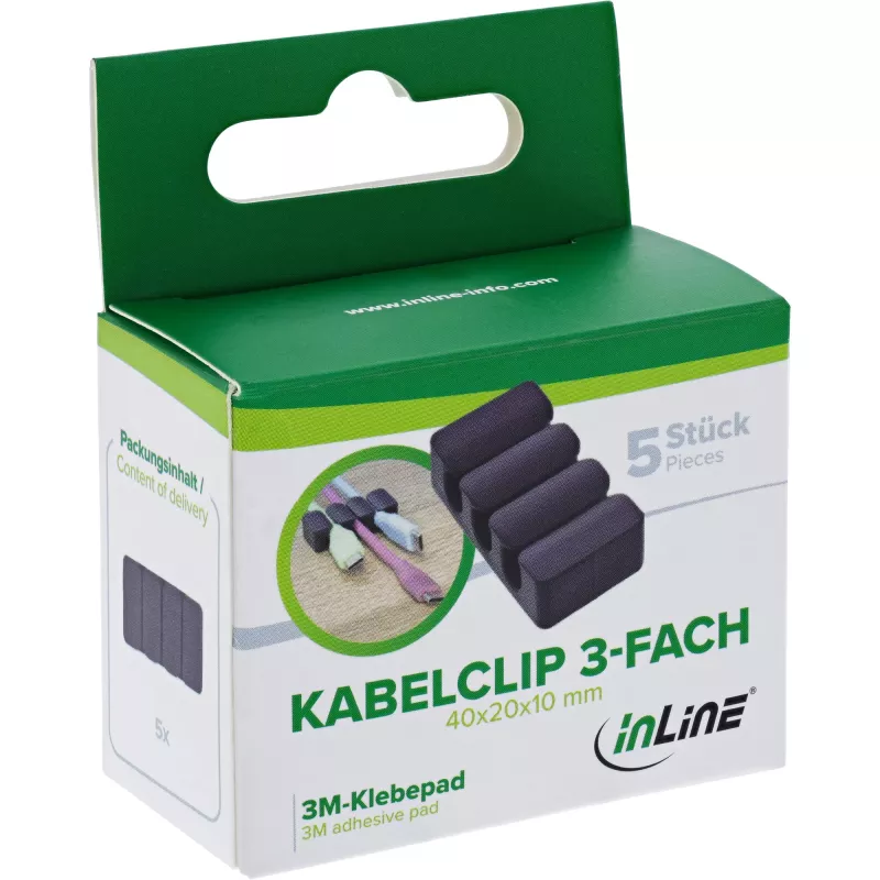 InLine 59971J kabelių laikiklis Universalus 5 vnt. juodas